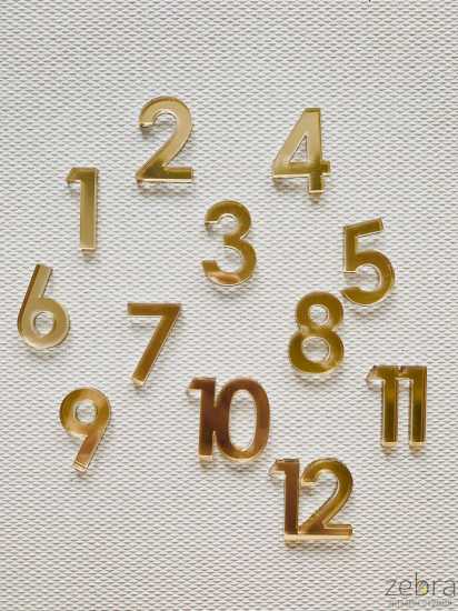 Цифры арабские 12 шт для часов (толщина 2 мм)